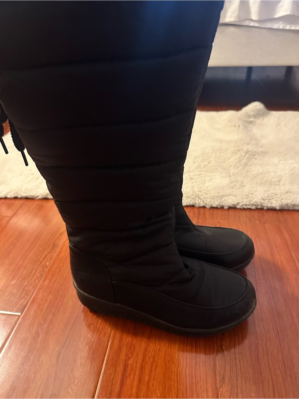 Women's Black Quilted Tall Winter & Rain Boots - Comfortable Pull-On Style